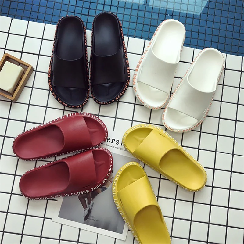 Модные мужские слиперы с надписью сбоку из ЭВА мужская обувь женские парные