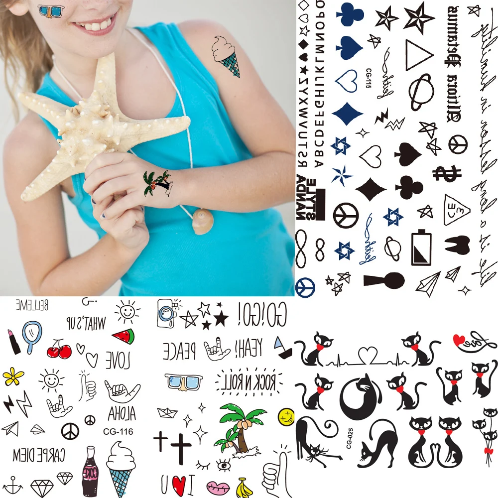 Летние Стильные милые безделушки временная татуировка маленький Покер любовь