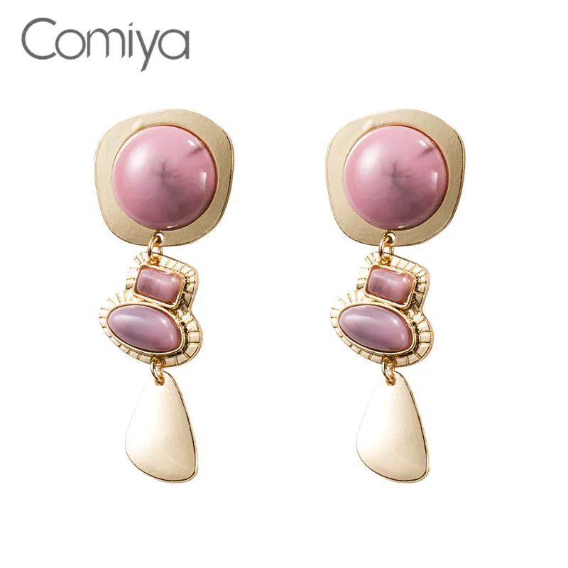 Comiya висячие серьги винтажная Смола Круглая Мозаика длинный кулон цинковый сплав