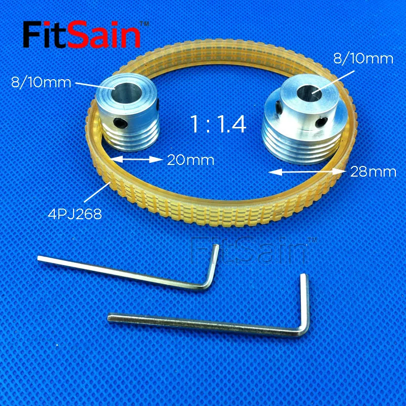 

FitSain-Multi wedge 4PJ Belt pulley 4 slots for motor shaft 8mm/10mm/12mm mini table electric saw sawing machines chainsaw