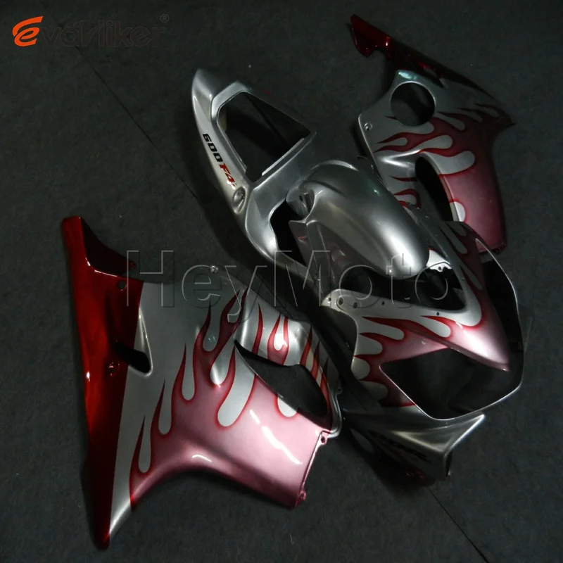 

ABS fairing for CBR600F4i 2001 2002 2003 red flames CBR 600 F4i 01 02 03 silver motorcycle panels Injection mold