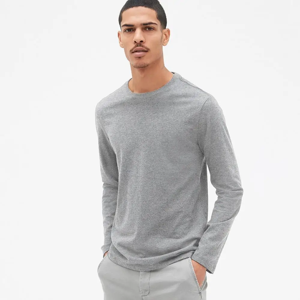 Футболка мужская однотонная с длинным рукавом хлопок повседневная брендовая