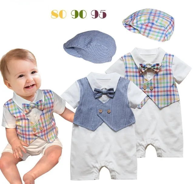 Summer Baby Clothes Boys Gentleman Short Sleeves Bodysuits Kids Wear Retail |