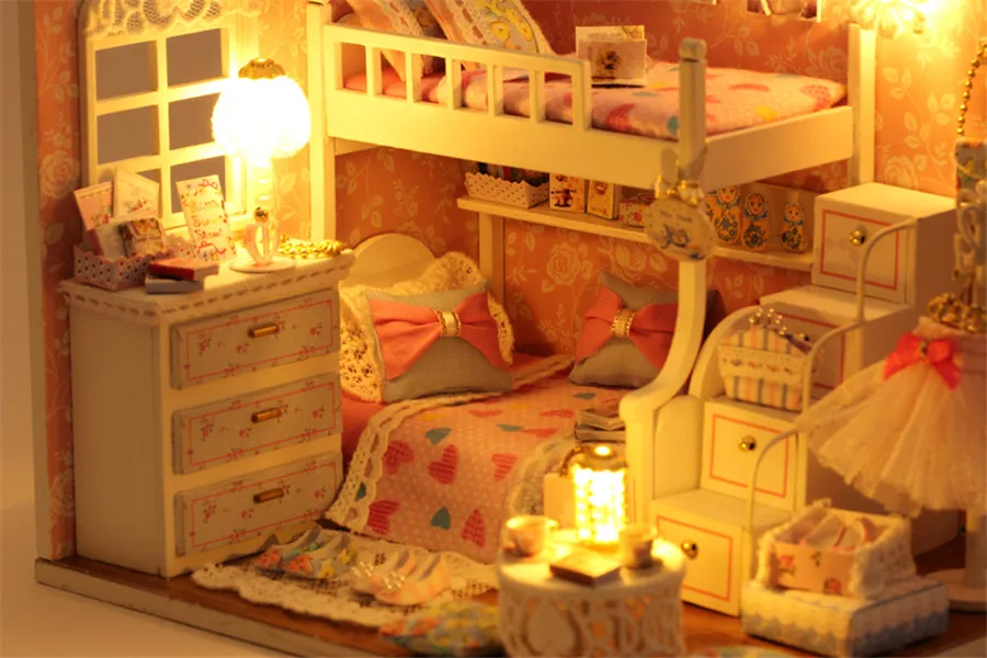 Сборный DIY Миниатюрный Кукольный дом, игрушка Sunshine Dreaming Angel, DIY Дом, игрушки с мебели, светодиодный светильник, подарок на день рождения, H-006
