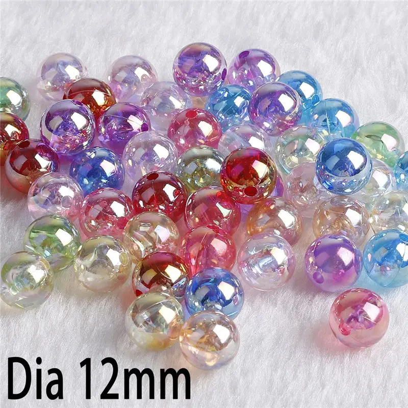 12mm 50pcs 100 шт AB Цвет 6/8/10/12 мм акриловые прозрачные шарики с отверстием 2 мм браслет с шармами Цепочки и ожерелья для "сделай сам" для изготовления ювелирных изделий - Цвет: 12mm 50pcs