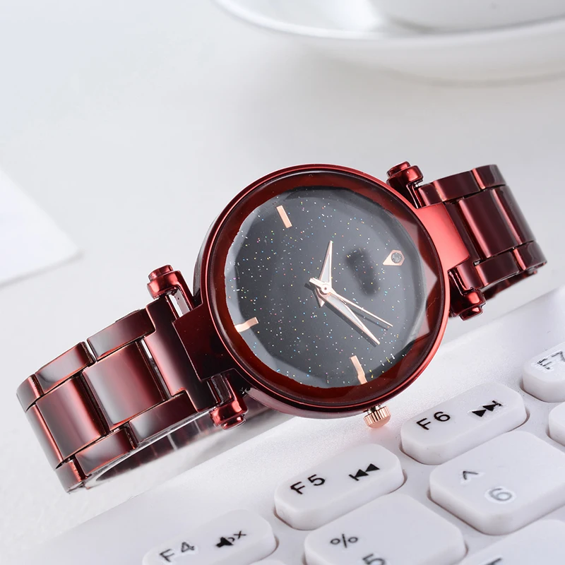 Роскошные золотые часы для женщин 2019 Новые Звездное небо наручные с магнитным