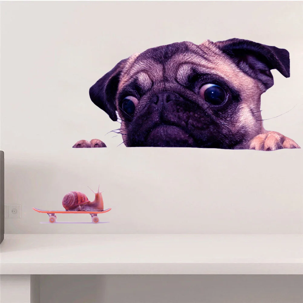 Горячие 1 шт. Забавные милые 3D наклейки на автомобильные окна мопса часы Улитка