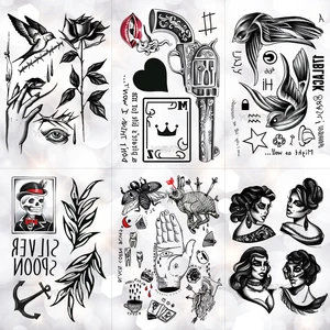 Временная татуировка, водостойкая, с черным сердцем, для мужчин