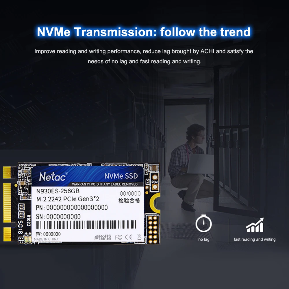 Внутренний твердотельный накопитель Netac N930ES M.2 2242 SSD 128GB256GB512GB NVMe Gen3 * 2 PCIe 3D MLC/TLC NAND