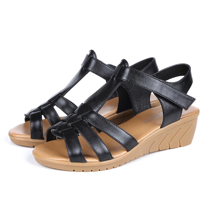 Женские босоножки из натуральной кожи сандалии-гладиаторы с открытым носком на