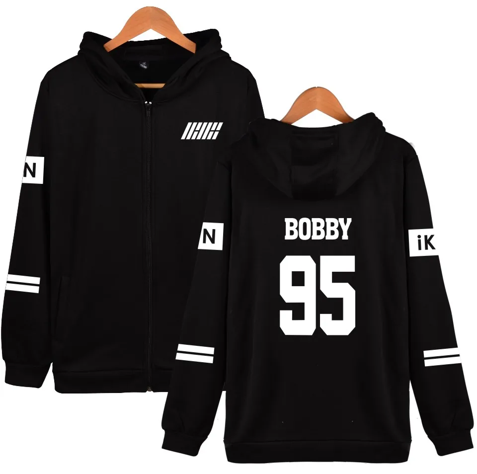 WEJNXIN KPOP IKON BI BOBBY концертный альбом толстовки на молнии Женская Повседневная Harajuku Женская толстовка большого размера Moletom Feminino - Цвет: Black 95BOBBY
