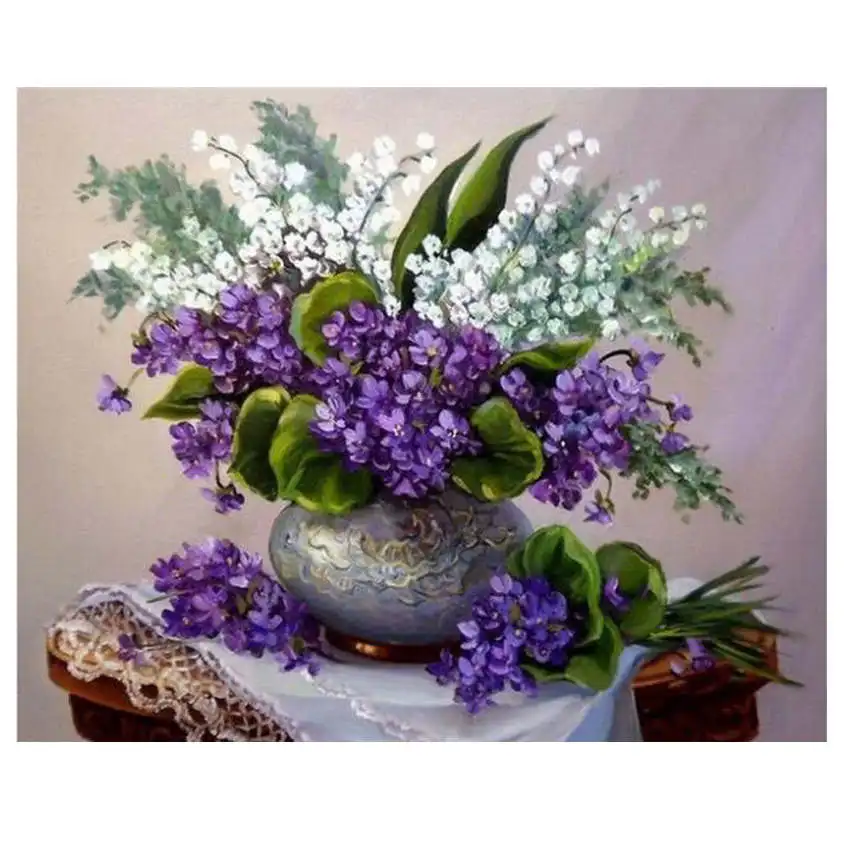 flower Painting DIY Рисование на холсте для украшения дома, рисование по номерам 40x50 см, алоэ краска количество наборы - Цвет: flower Painting