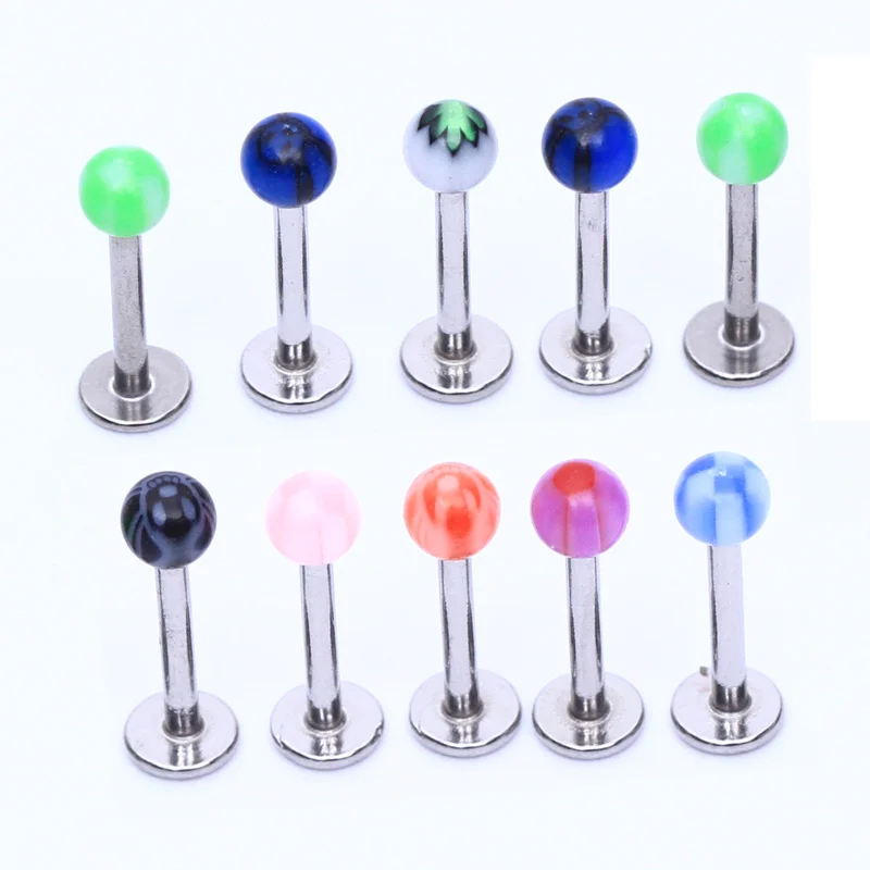 40 шт. разноцветные шарик-шип кольцо для губ стержень губа гвоздик пирсинга тела