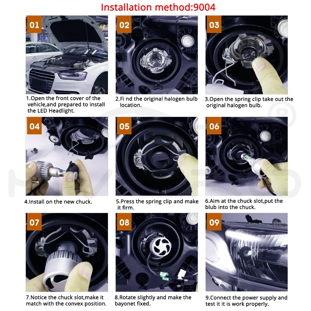 2X Автомобильные фары 9004 HB1 Hi-Lo Высокий Низкий Луч S2 COB IP65 Водонепроницаемый 6500K 72W 8000лм светодиодные фары Automotivo DC 12V 24V