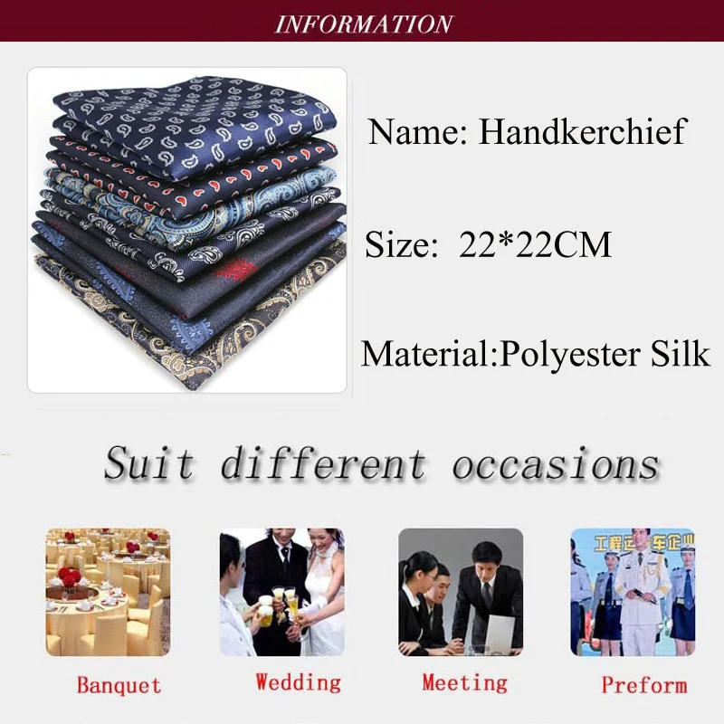 YISHLINE мужской полиэстер шелковый платок Пейсли Карманный квадратный Жених