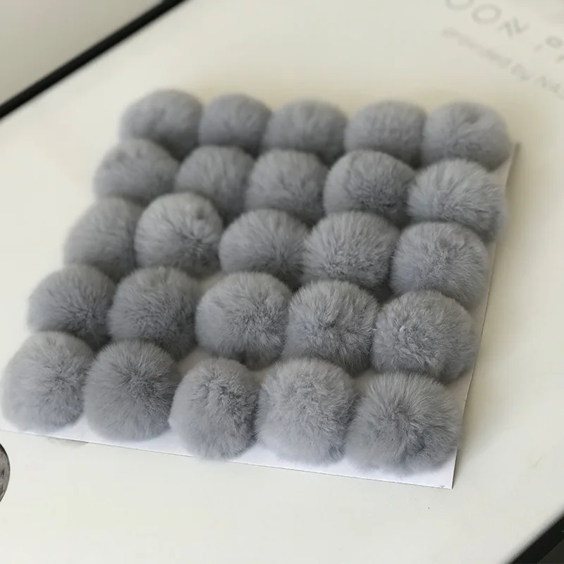 25pcs a lot wholesale 6cm real rex rabbit pom pom fur ball DIY accessories hat glove hair key chain party accessories fluffy fur