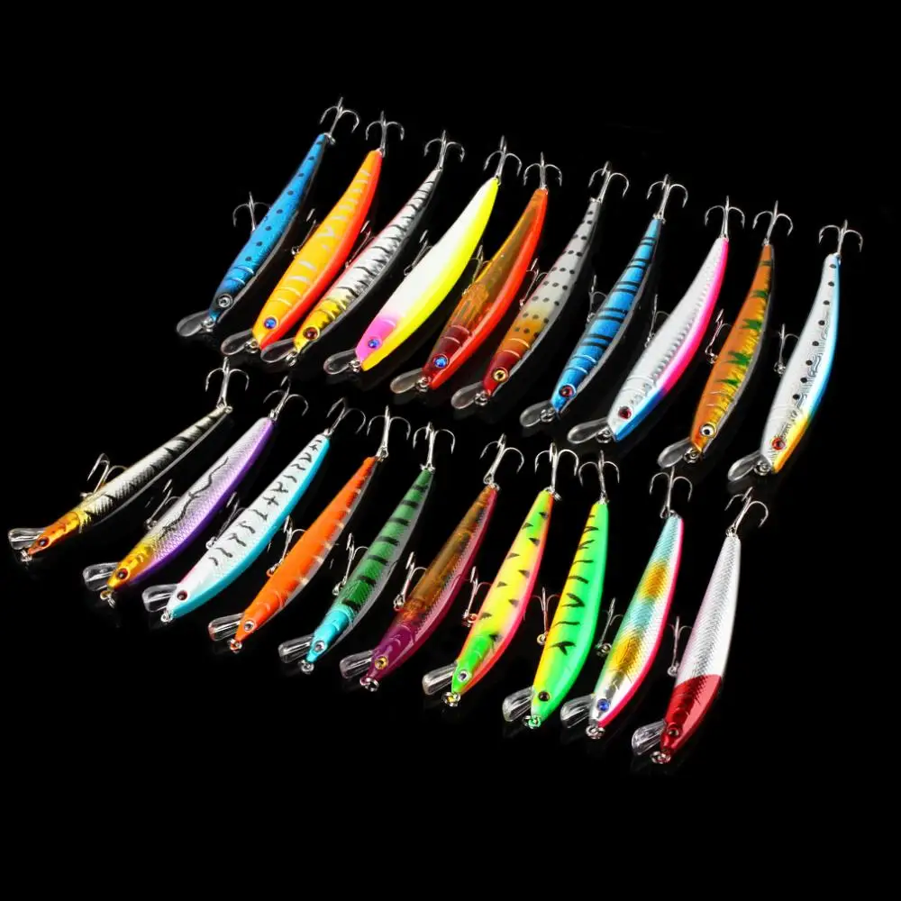 

20pcs/lot Minnow Fishing Lures Set 2 Models 9.5cm / 11.5cm 6# Hooks Hard Bait Fishing Tackle with Treble Hooks