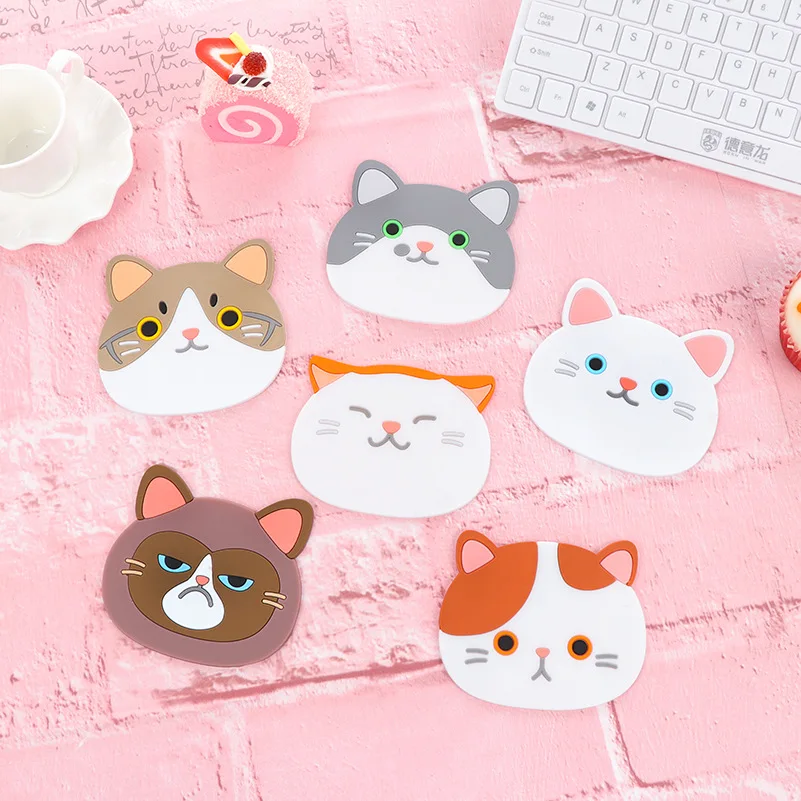 Цельнокроеное платье творческий милый мультфильм Kawaii Животные Кошка Китти Пот Чаша теплоизоляция Нескользящая Pad обладатель Кубка Коврики кухня аксессуар быть