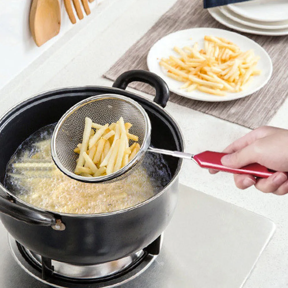 2018 new listing silver stainless steel fine mesh enamel filter flour colander kitchen cooking spoon high quality hot sale M3 | Дом и сад