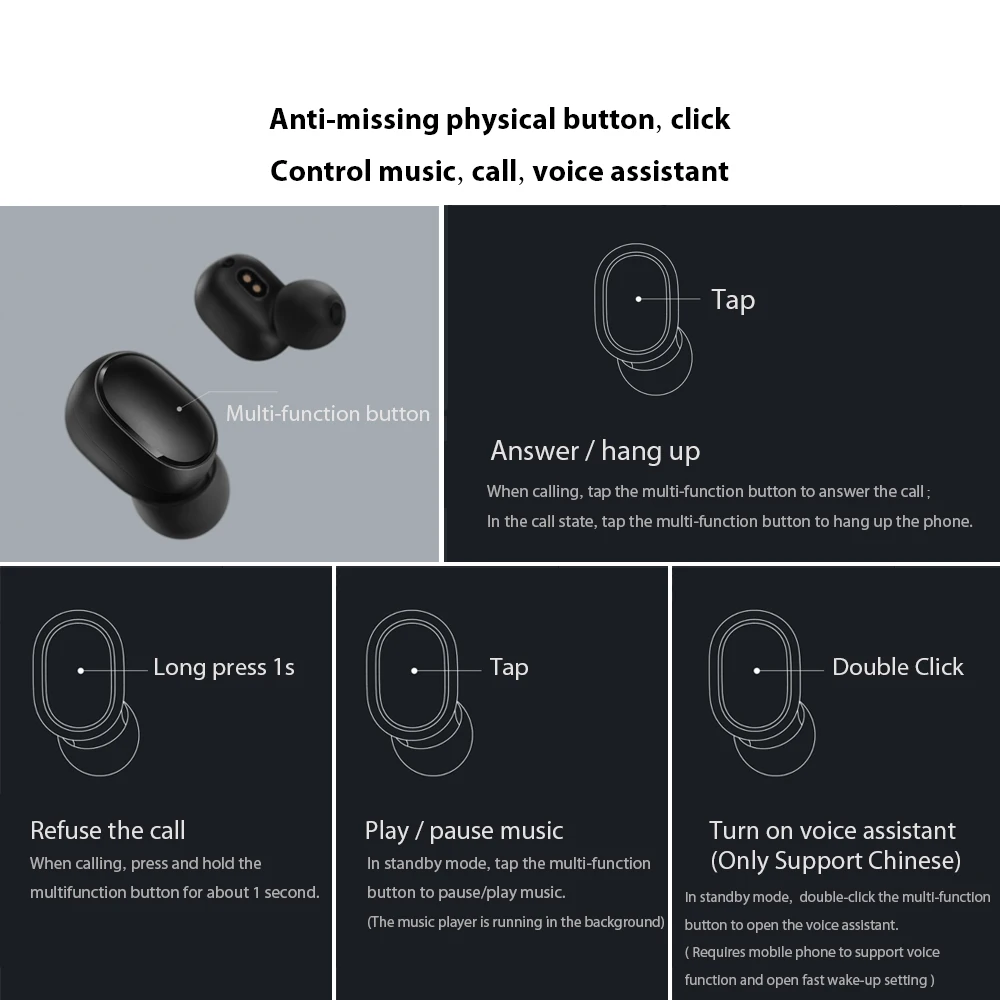 Xiaomi Redmi AirDots Bluetooth наушники беспроводные наушники BT V5.0 наушники стерео звук наушники с микрофоном зарядная коробка