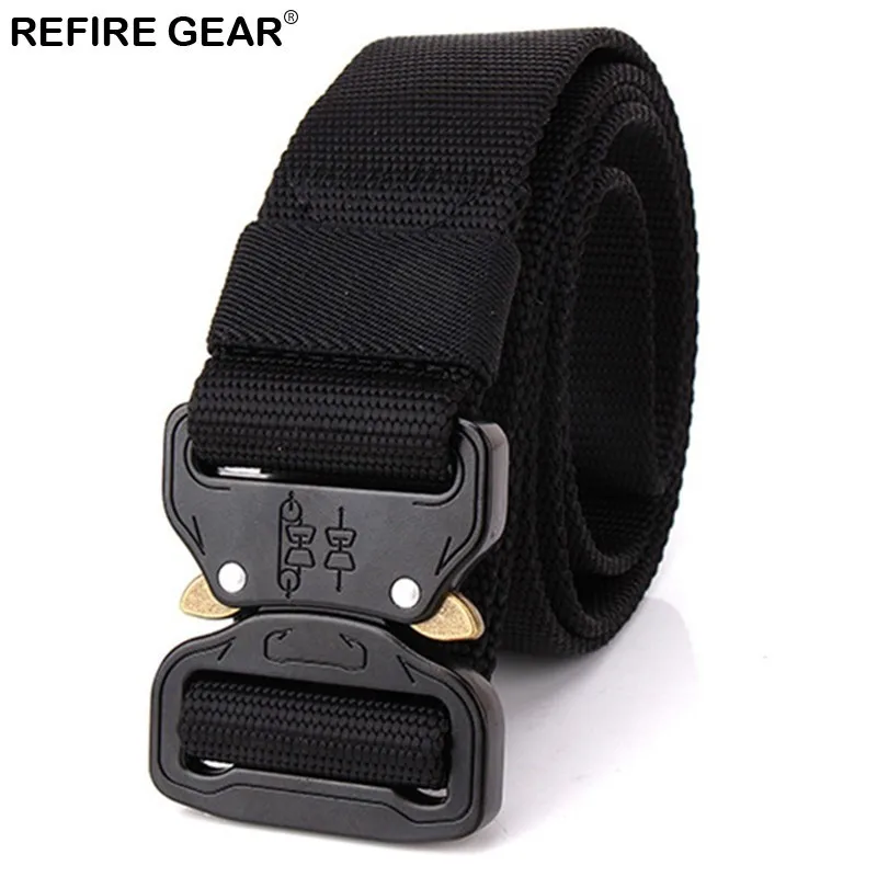 

Refire Gear Outdoor Sports Thicken Tactical Nylon Belts Men Metal Buckle Belt Man Molle Combat ArmyWaist Belt 3.8cm