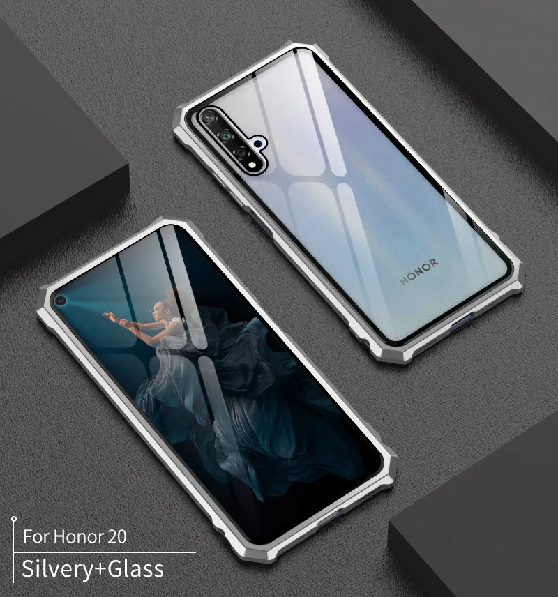 Роскошный Металлический бронированный бампер, чехол для huawei Honor 20 Pro Nova 5 T, чехол, прозрачная задняя крышка для телефона huawei Honor20, чехол etui