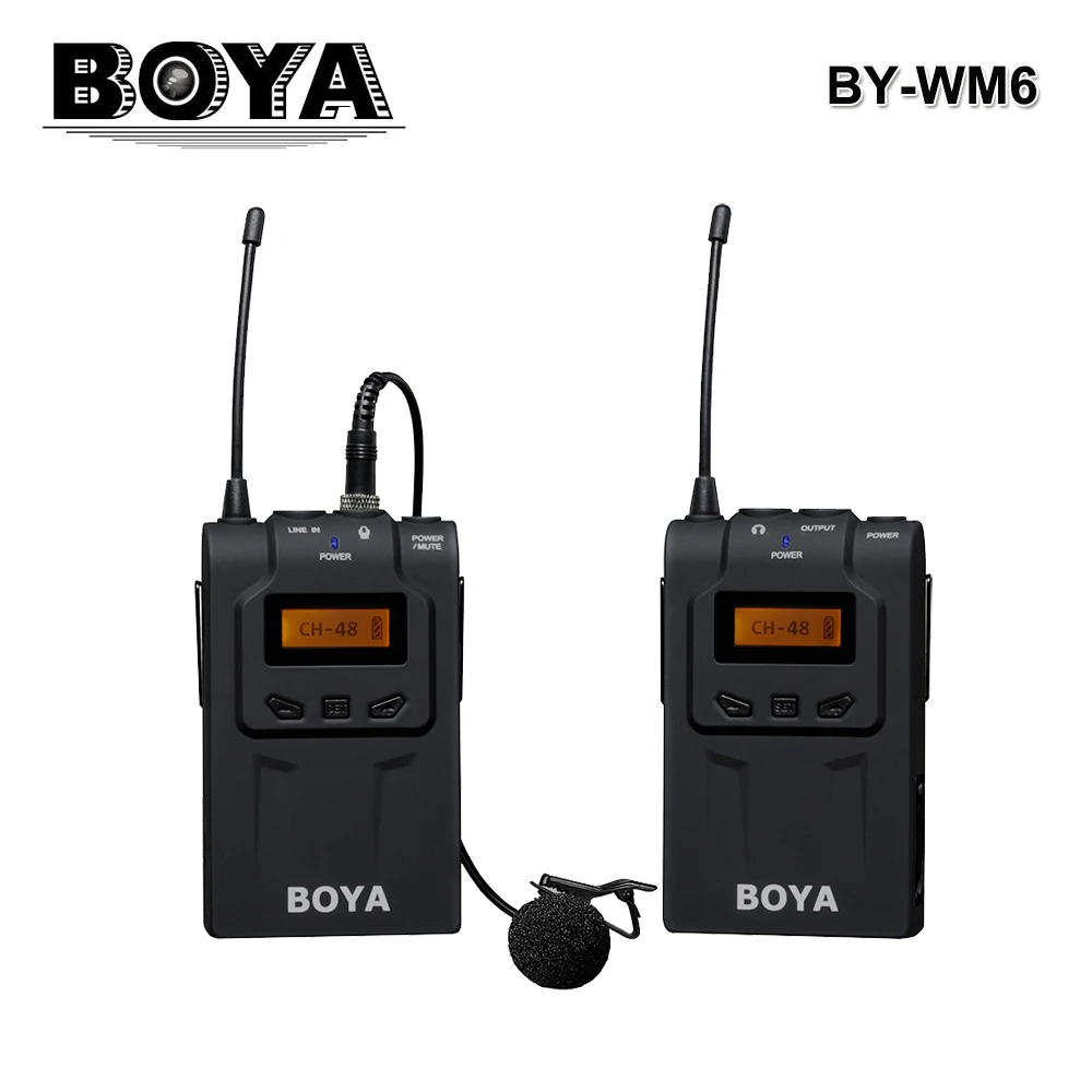 BOYA BY WM6 UHF Беспроводные ПЕТЛИЧНЫЕ микрофонные системы для DSLR