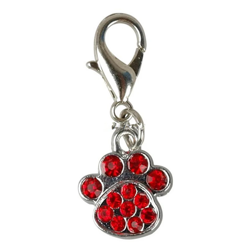 Pet кулон Pawprint Украшенные стразами мигает животное кошка ошейник теги Цепочки и