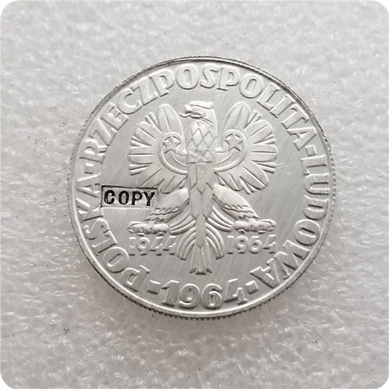 1964 Польша алюминий 10zloэтих (ключ серп и шпатель) копия монет | Дом сад