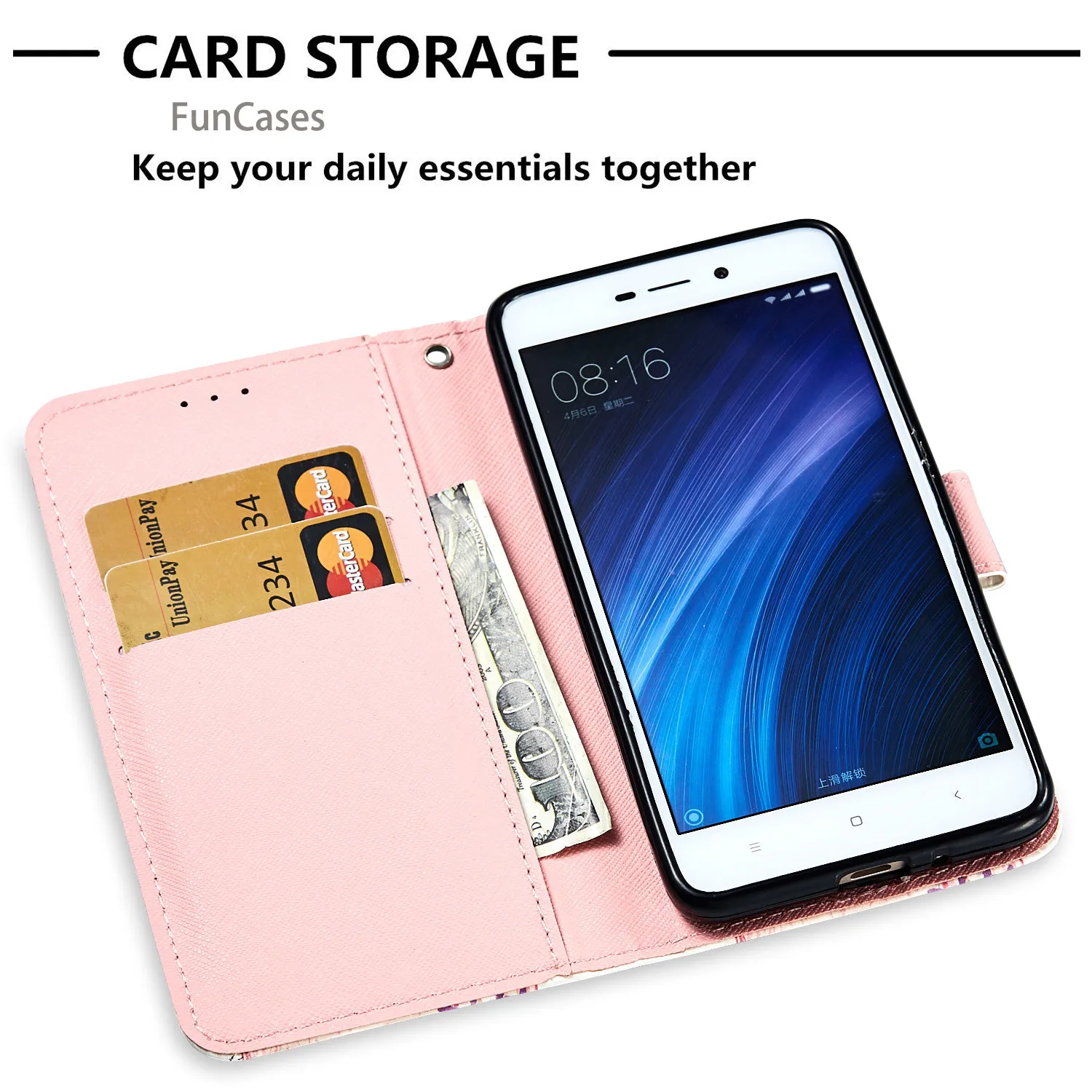 Окрашенный Чехол-книжка с колокольчиком для телефона покрытием Redmi 4A мягкий