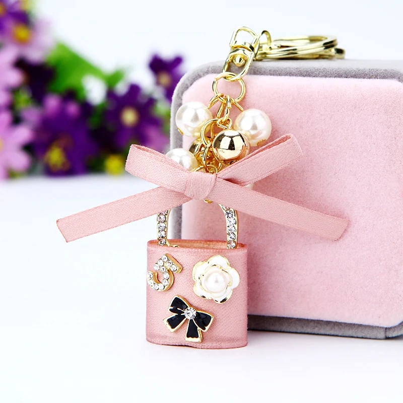 Милый брелок Стразы для ключей из ткани с кристаллами в сумке автомобильный