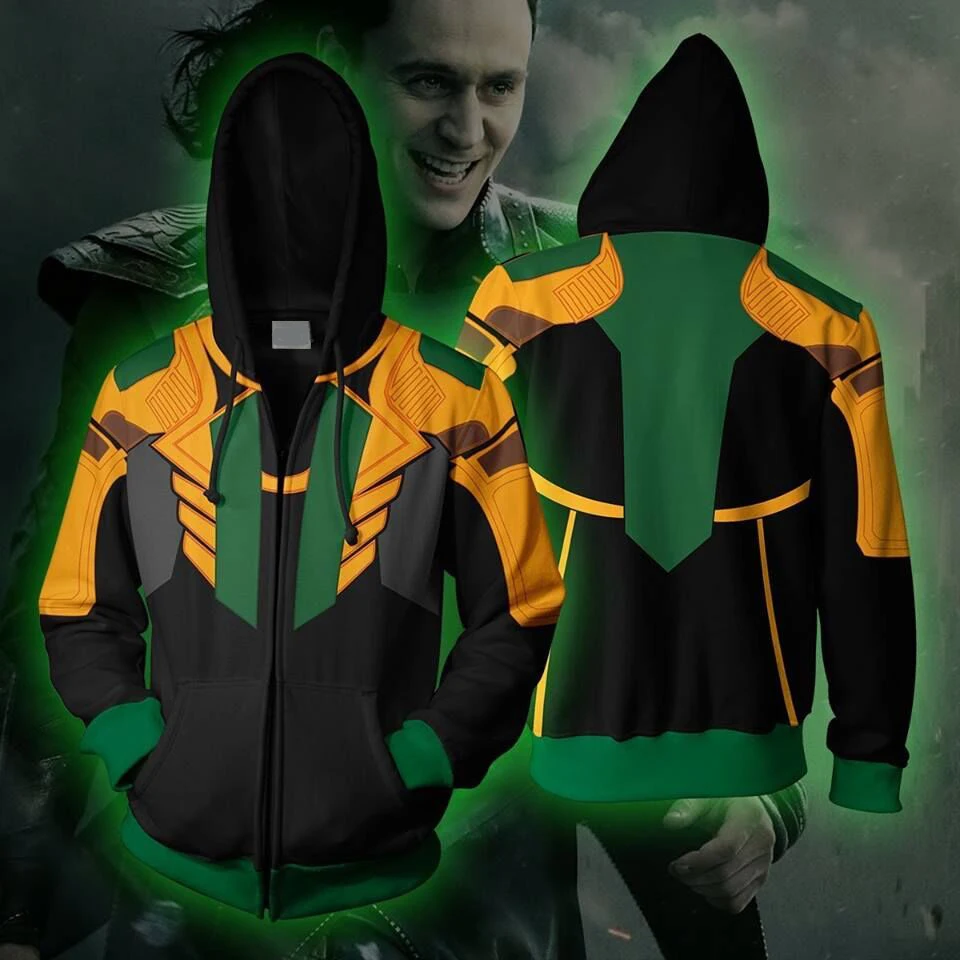 2019 Loki Мужская Толстая толстовка на молнии с капюшоном унисекс забавная 3D модная