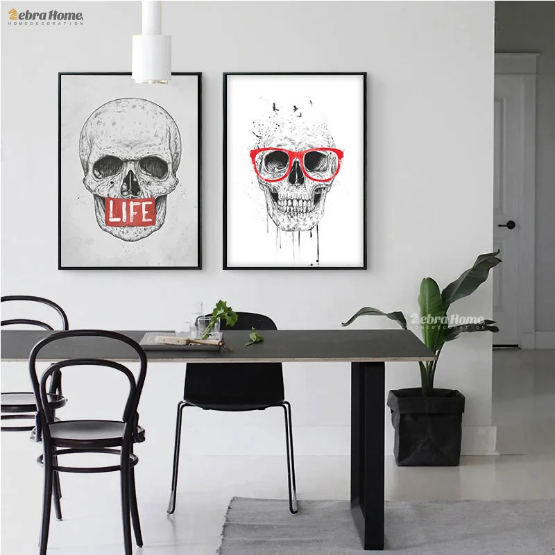 Современная картина маслом с изображением скелета ручная роспись декоративное