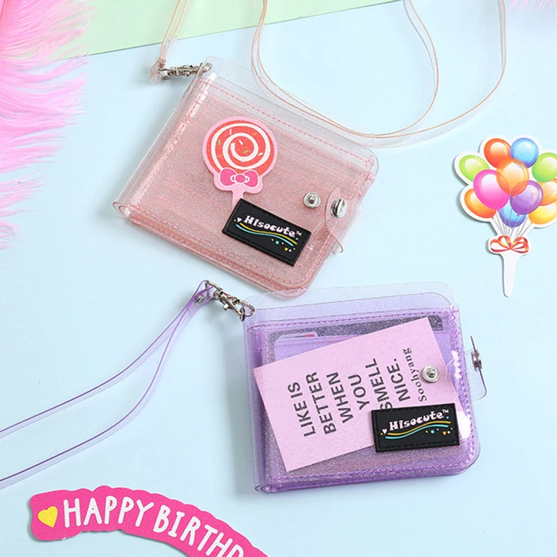 Bentoy ПВХ прозрачные Короткие Кошелек для шеи девочек Milkjoy Лазерная