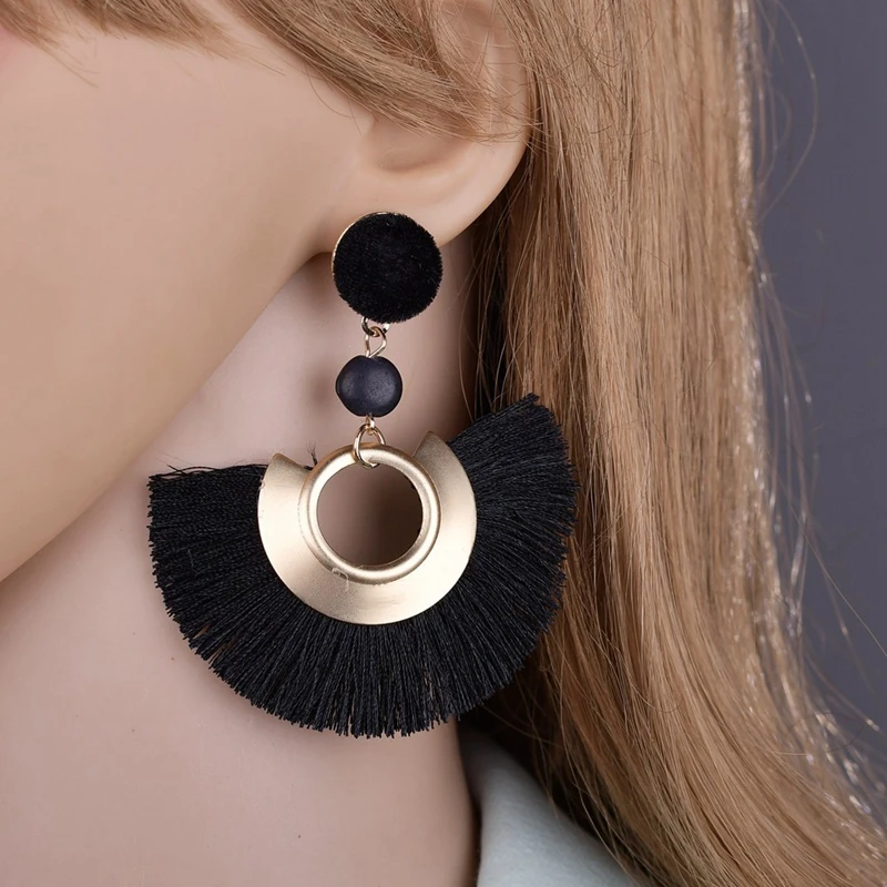 Bohemian Big Tassel Drop Earrings For Women Lady Female Fringe Handmade Brincos Statement Fashion Woman 2019 Jewelry | Украшения и