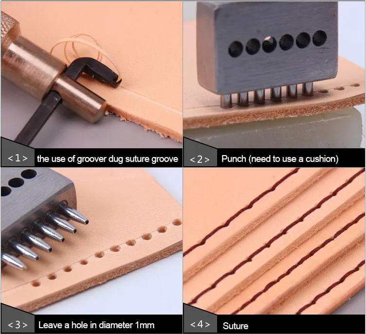 Кожаное ремесло прокалывание железная строчка долото Дырокол DIY кожаные инструменты, 4 мм расстояние, 1/2/4/6/10/отверстия, 1 мм круглое отверстие