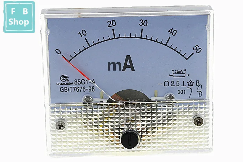 1 шт. 85C1 mA 30mA 50mA 100mA 200mA 300mA 500mA DC стрелочный Амперметр серии аналоговая AMP метр 64*56 мм