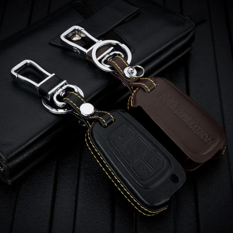 

ABAIWAI Car Key Holder Covers For Chevrolet Chevy Malibu Camaro Accessories Part Styling Holder Interior Key Bag Genuine Leather