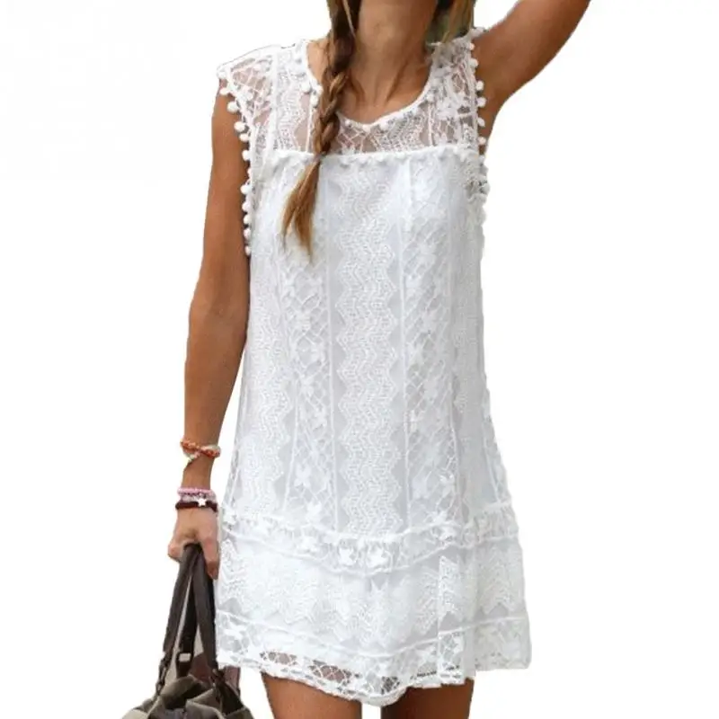 Летние пикантные пляжные платья для женщин Повседневное без рукавов короткое