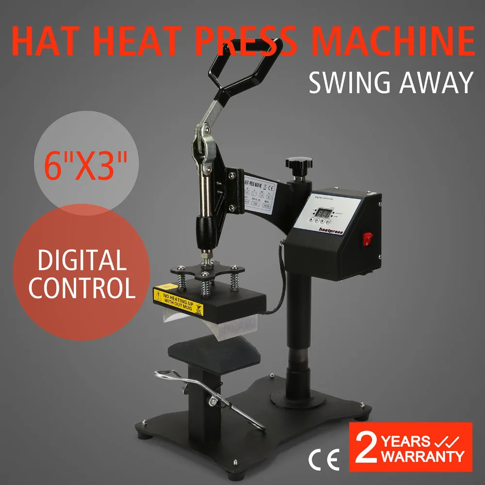 

6" x 3" Heat Press Transfer Digital Hat Cap Sublimation Machine Clamshell Steel Curved Printer