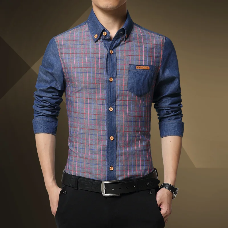 Новые весной и летом 2016 года мужская рубашка с длинным рукавом оптовая продажа