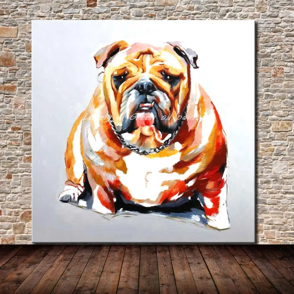 

Mintura Hand Painted Abstract Animal Modern Wall Art Pictures Lovely Dog Oil Paintings On Canvas Pop Art For Wall Decor Artworks