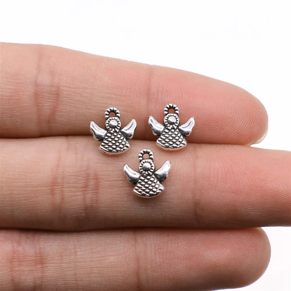 

WYSIWYG 20pcs Angel Charms Pendant DIY Jewelry Findings Antique Silver Color Tone 10x10mm