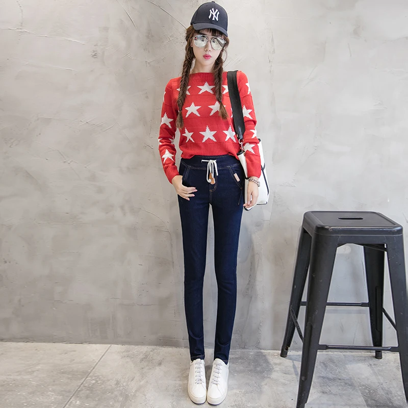 Джинсы женские повседневные с высокой талией джинсы узкие джинсовые брюки синие