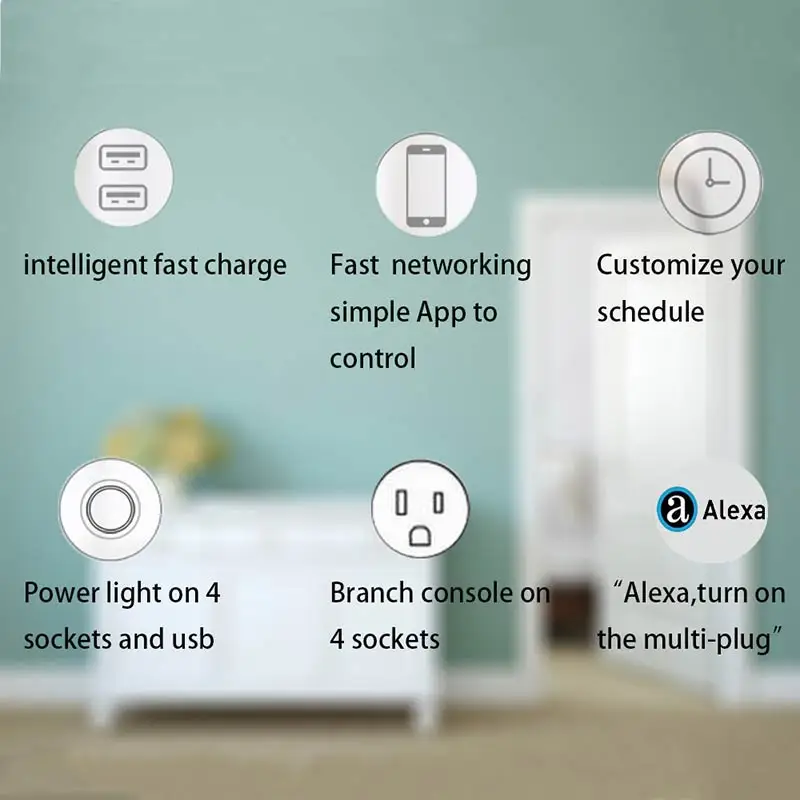 Быстрая зарядка USB US smart socket Amazon ALEXA Google sound controllingAC110 240V|sound|sound socketsound usb |