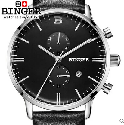 Бингер Мода Повседневная часы продаж роскошный кожаный ремешок коммерческих