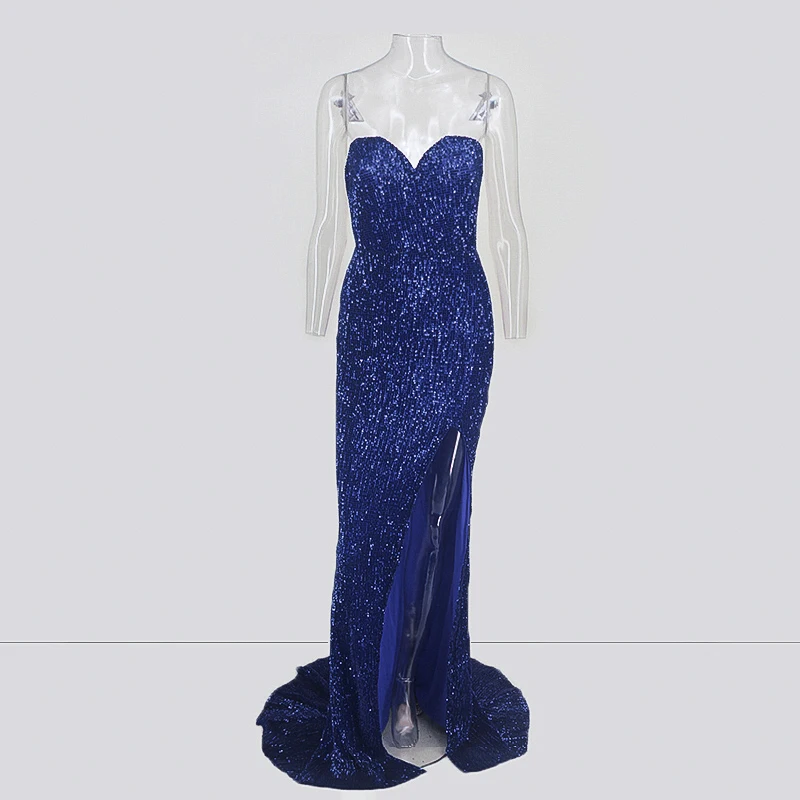 Сексуальный бюстгальтер с открытыми плечами блестками платья высоким разрезом