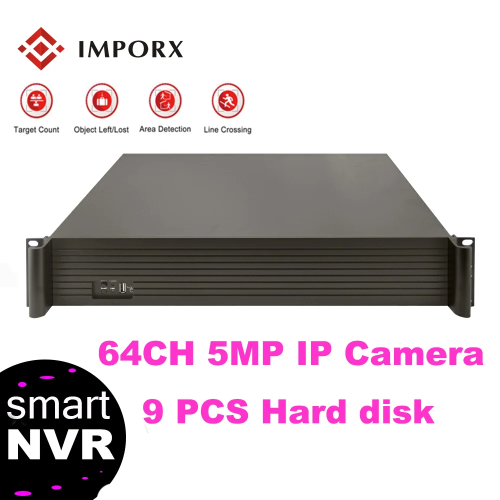 IMPORX 64CH 5MP 9HDD сетевые порты видео Регистраторы 32CH 4 K Выход H.265 2U 9 шт. SATA Поддержка Onvif