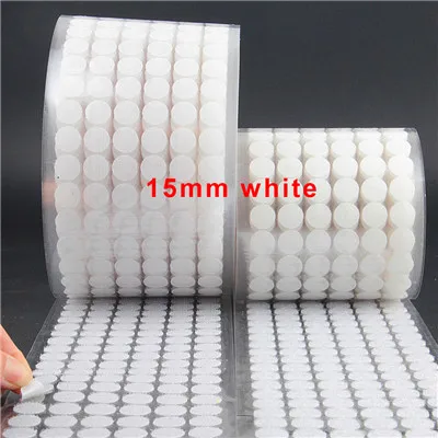 15mm white 50pair Сильный само липучками клейкая лента 10/15/20/25/30 мм липучками горошек Стикеры на застежке-липучке; цвет белый, черный; Круглый нейлон грудь лента 50P - Цвет: 15mm white 50pair