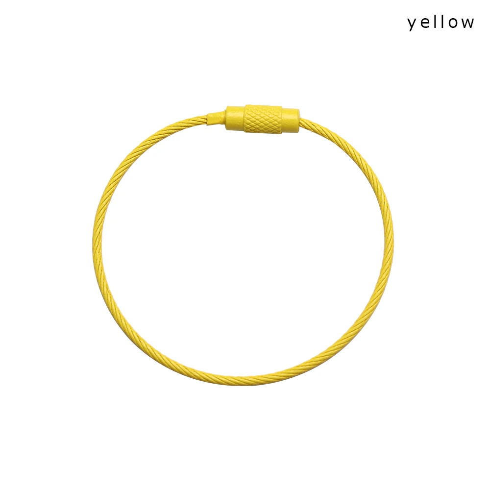 15CM 5 шт. EDC проволока из нержавеющей стали брелок колцо для ключей брелок круг Веревка кабель петля открытый чемодан для поездки в лагерь бирка винт брелок - Цвет: 15CM